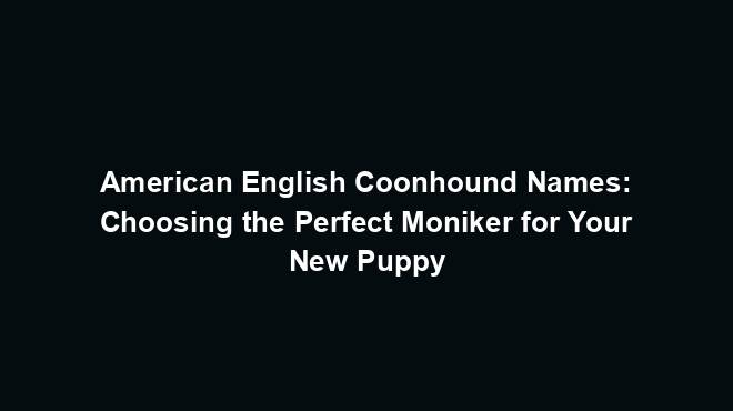 American English Coonhound Names: Choosing the Perfect Moniker for Your New Puppy