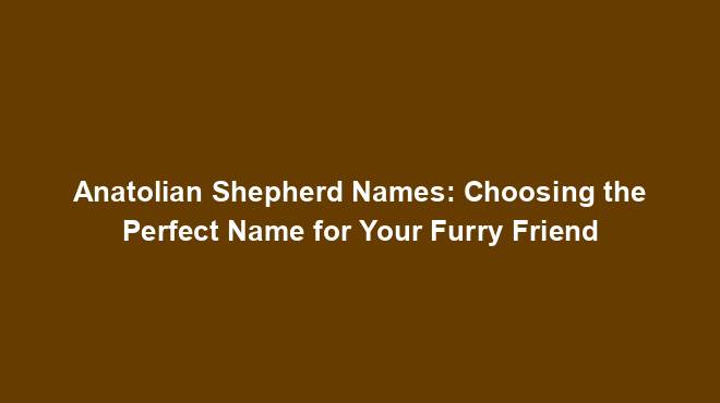 Anatolian Shepherd Names: Choosing the Perfect Name for Your Furry Friend