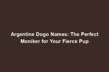 Argentine Dogo Names: The Perfect Moniker for Your Fierce Pup