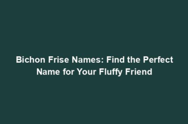 Bichon Frise Names: Find the Perfect Name for Your Fluffy Friend