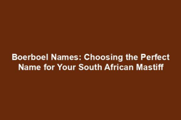 Boerboel Names: Choosing the Perfect Name for Your South African Mastiff