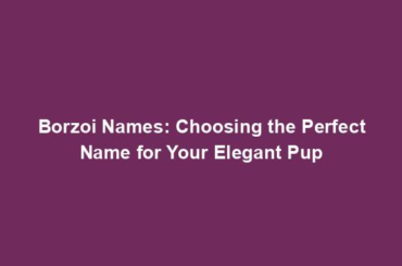 Borzoi Names: Choosing the Perfect Name for Your Elegant Pup