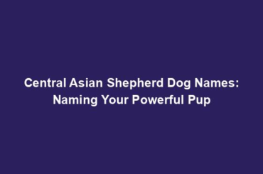 Central Asian Shepherd Dog Names: Naming Your Powerful Pup