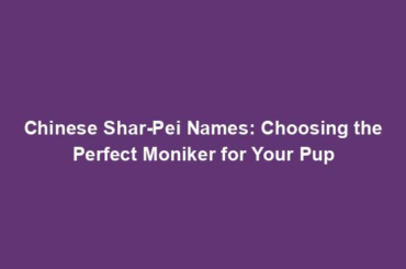 Chinese Shar-Pei Names: Choosing the Perfect Moniker for Your Pup