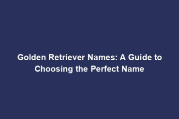 Golden Retriever Names: A Guide to Choosing the Perfect Name