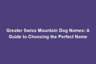 Greater Swiss Mountain Dog Names: A Guide to Choosing the Perfect Name