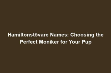 Hamiltonstövare Names: Choosing the Perfect Moniker for Your Pup