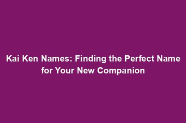 Kai Ken Names: Finding the Perfect Name for Your New Companion