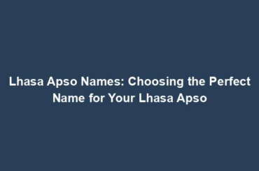 Lhasa Apso Names: Choosing the Perfect Name for Your Lhasa Apso