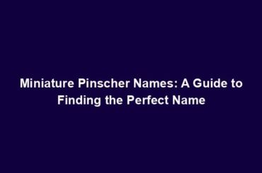 Miniature Pinscher Names: A Guide to Finding the Perfect Name