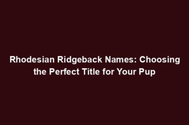 Rhodesian Ridgeback Names: Choosing the Perfect Title for Your Pup