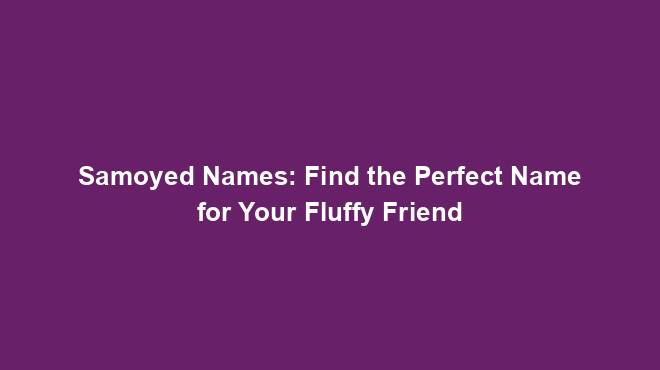 Samoyed Names: Find the Perfect Name for Your Fluffy Friend