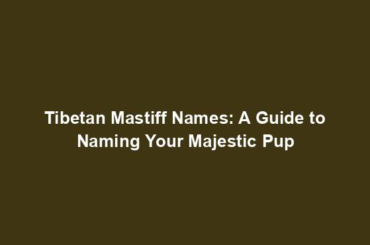 Tibetan Mastiff Names: A Guide to Naming Your Majestic Pup