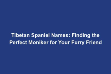 Tibetan Spaniel Names: Finding the Perfect Moniker for Your Furry Friend