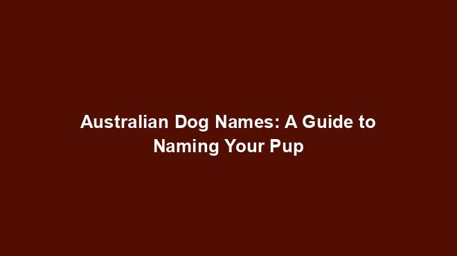 Australian Dog Names: A Guide to Naming Your Pup
