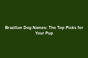 Brazilian Dog Names: The Top Picks for Your Pup