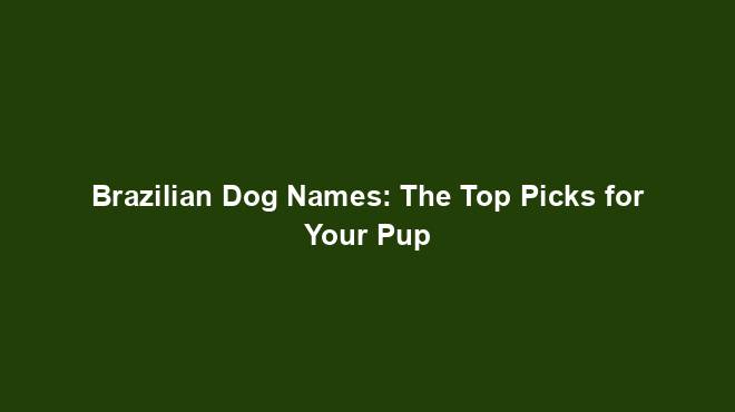 Brazilian Dog Names: The Top Picks for Your Pup