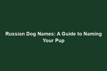 Russian Dog Names: A Guide to Naming Your Pup