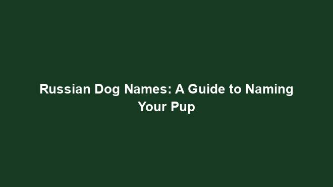 Russian Dog Names: A Guide to Naming Your Pup